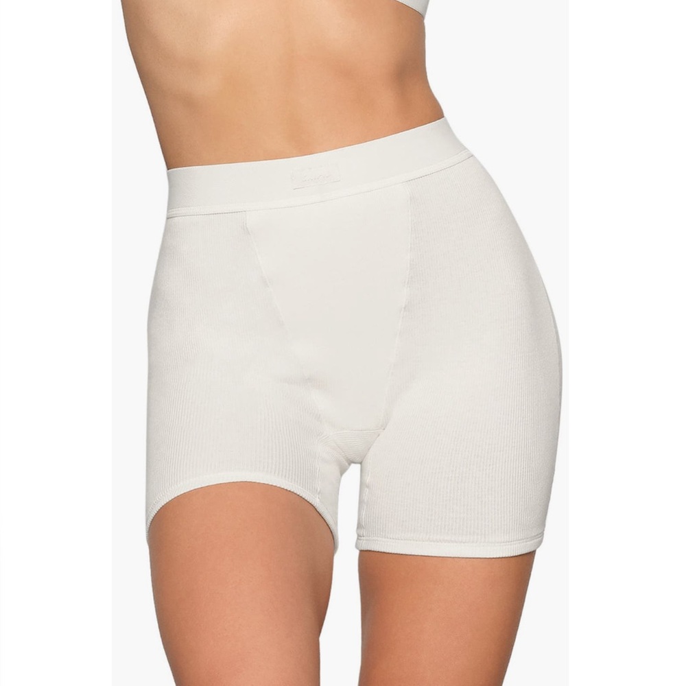 Skims stretch cotton rib boxers bone small